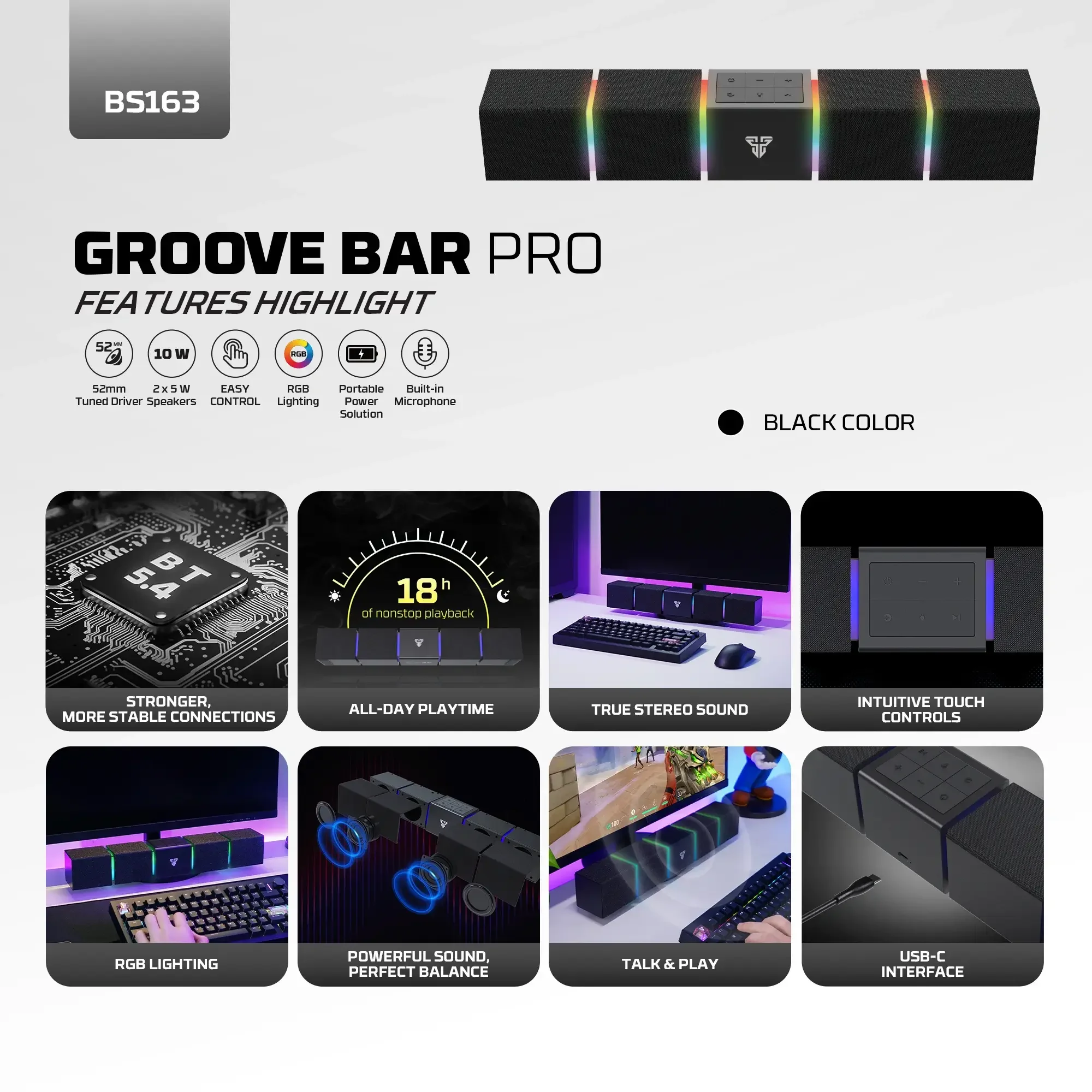سماعة محمولة للألعاب Fantech BS163 Groove Bar Pro - Image 6