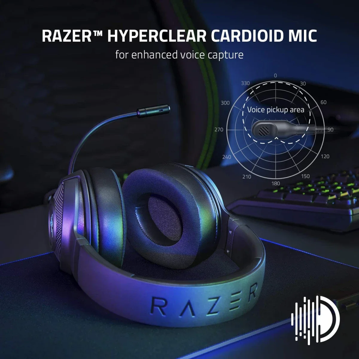 Razer Kraken V3 X Wired USB Gaming Headset with 7.1 Surround Sound, Black - Thumbnail 4