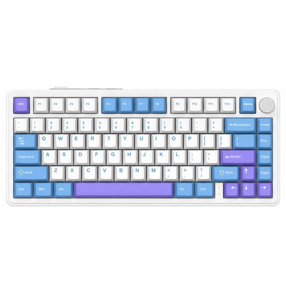 كيبورد ميكانيكي ATTACK SHARK X85 بنسبة 75% ثلاثي الاتصال أبيض وبنفسجي مع سويتش White Jade - Image 2