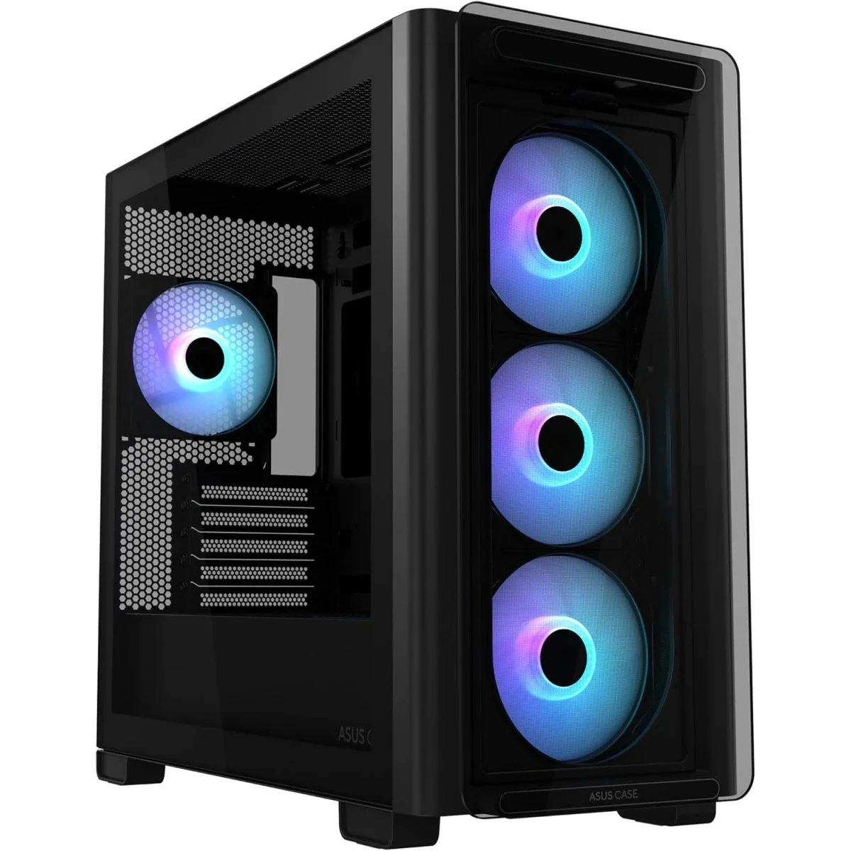 Asus A23 Plus Micro-ATX Computer Case with 4 Pre-Installed ARGB Fans, 360mm Radiator Support, 380mm GPU Clearance, Black - Image 1