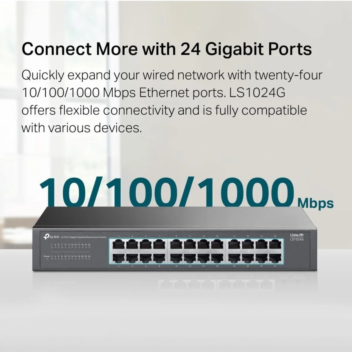 سويتش شبكة TP-LINK LS1024G جيجابت 24 منفذ للاستخدام المكتبي والتركيب على الراك - Thumbnail 3