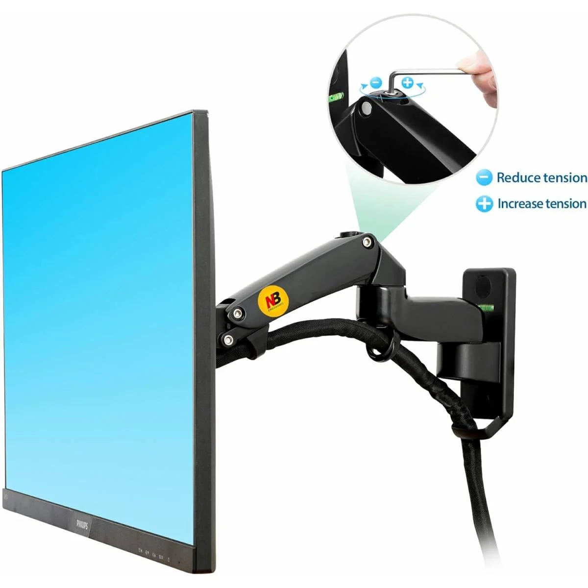 North Bayou F150 Full Motion Wall Mount for 17-35 Inch Monitors, 6.6-26.4 lb - Image 2