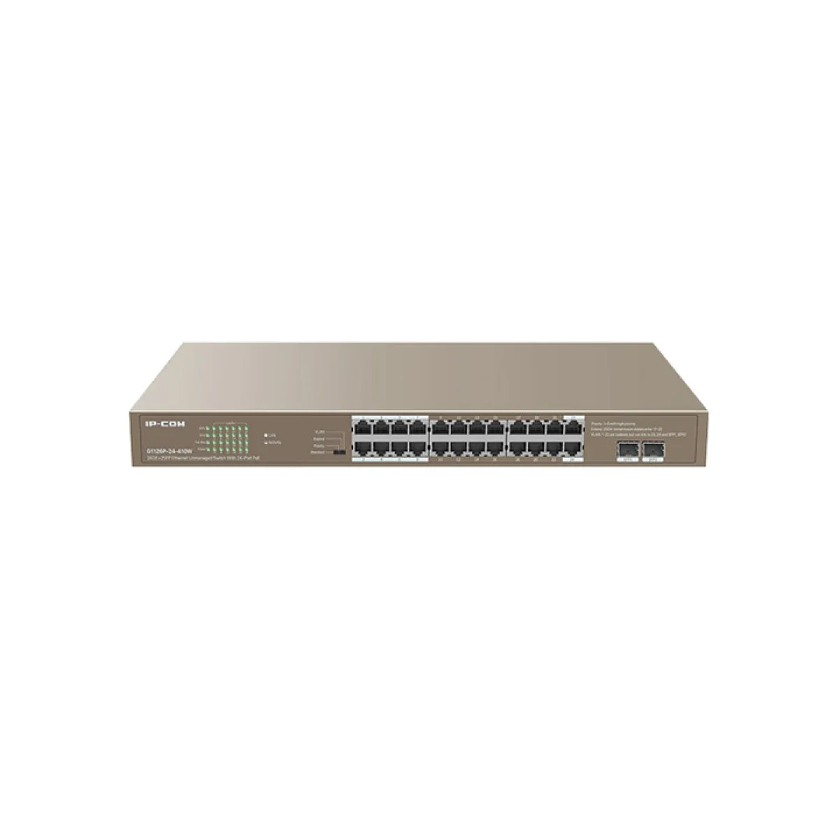 سويتش IPCOM غير مُدار 24 منفذ PoE مع وصلة جيجابت وSFP