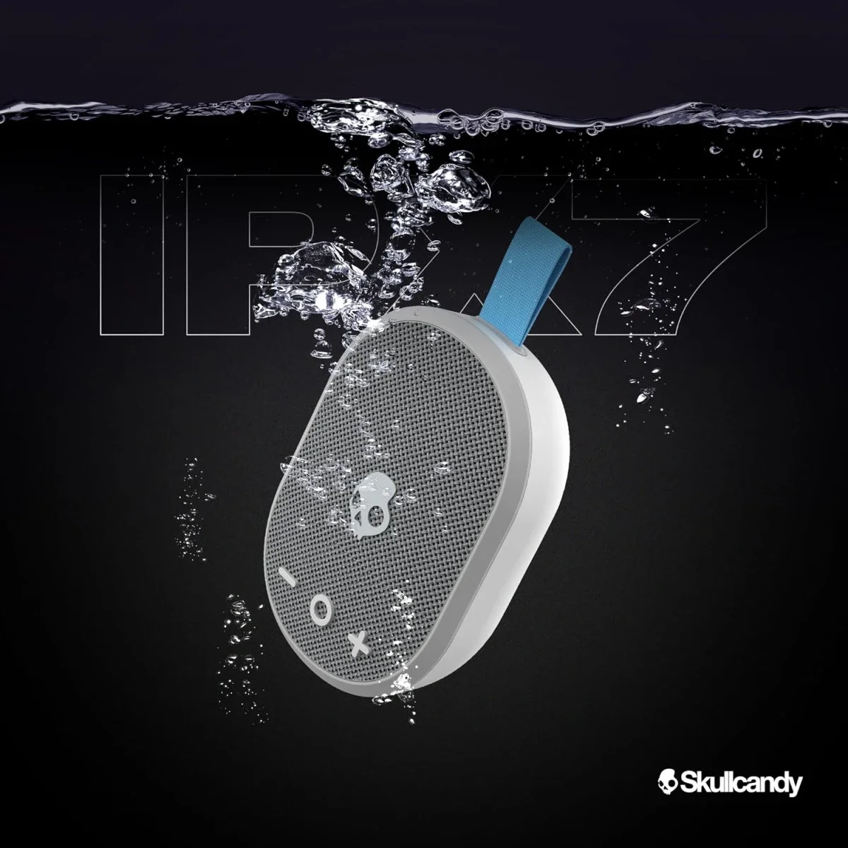 مكبر صوت صغير محمول Skullcandy Ounce لاسلكي بتقنية Bluetooth، مقاوم للماء IPX7، بطارية 16 ساعة - رمادي فاتح - Thumbnail 3