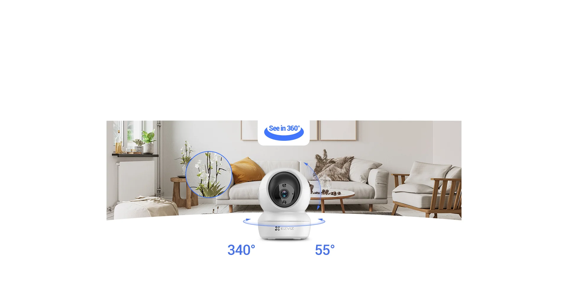 كاميرا مراقبة منزلية ذكية Ezviz H6C بدقة 2MP Full HD بانورامية ومتعددة الاتجاهات Wi-Fi - Thumbnail 9