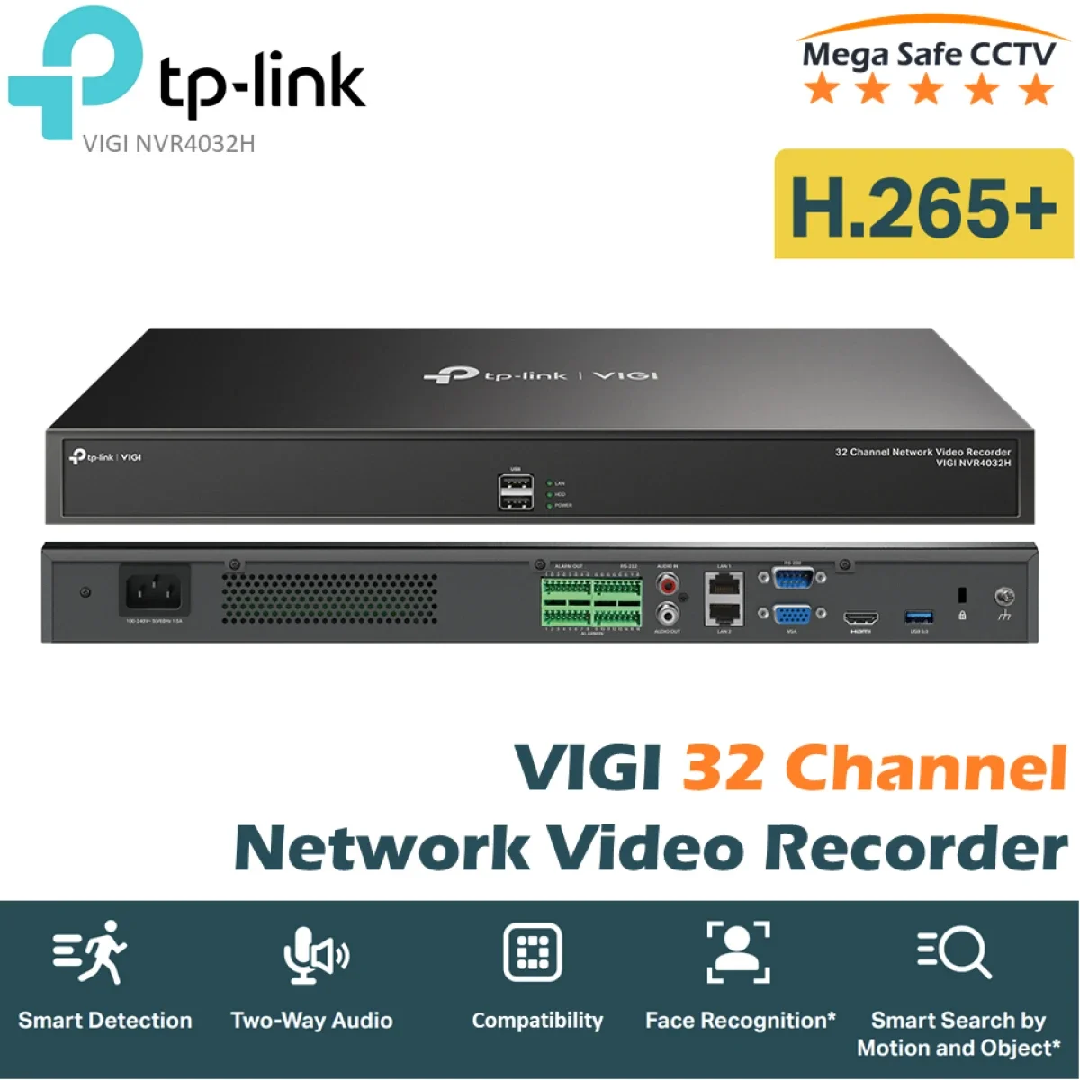 مسجل فيديو شبكي TP-LINK VIGI NVR4032H بـ32 قناة، 320 Mbps، 4 فتحات SATA، HDMI وVGA - Thumbnail 3