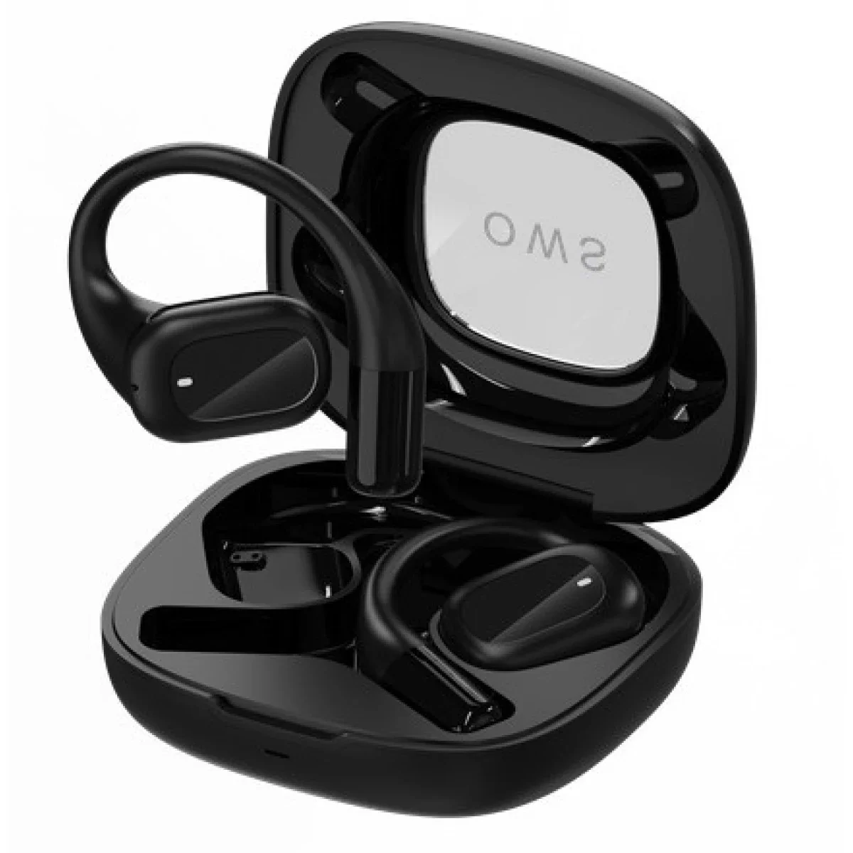 WIWU O100 OpenBuds True Wireless Bluetooth Earbuds with Noise Cancelling, 30-Hour Battery Life - Black - Image 2