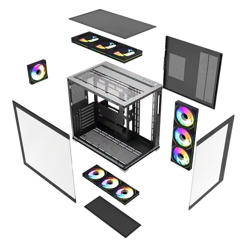 كيس ألعاب Fantech CG85X Lumina X ميد تاور أسود مع 6 مراوح ARGB - Image 5