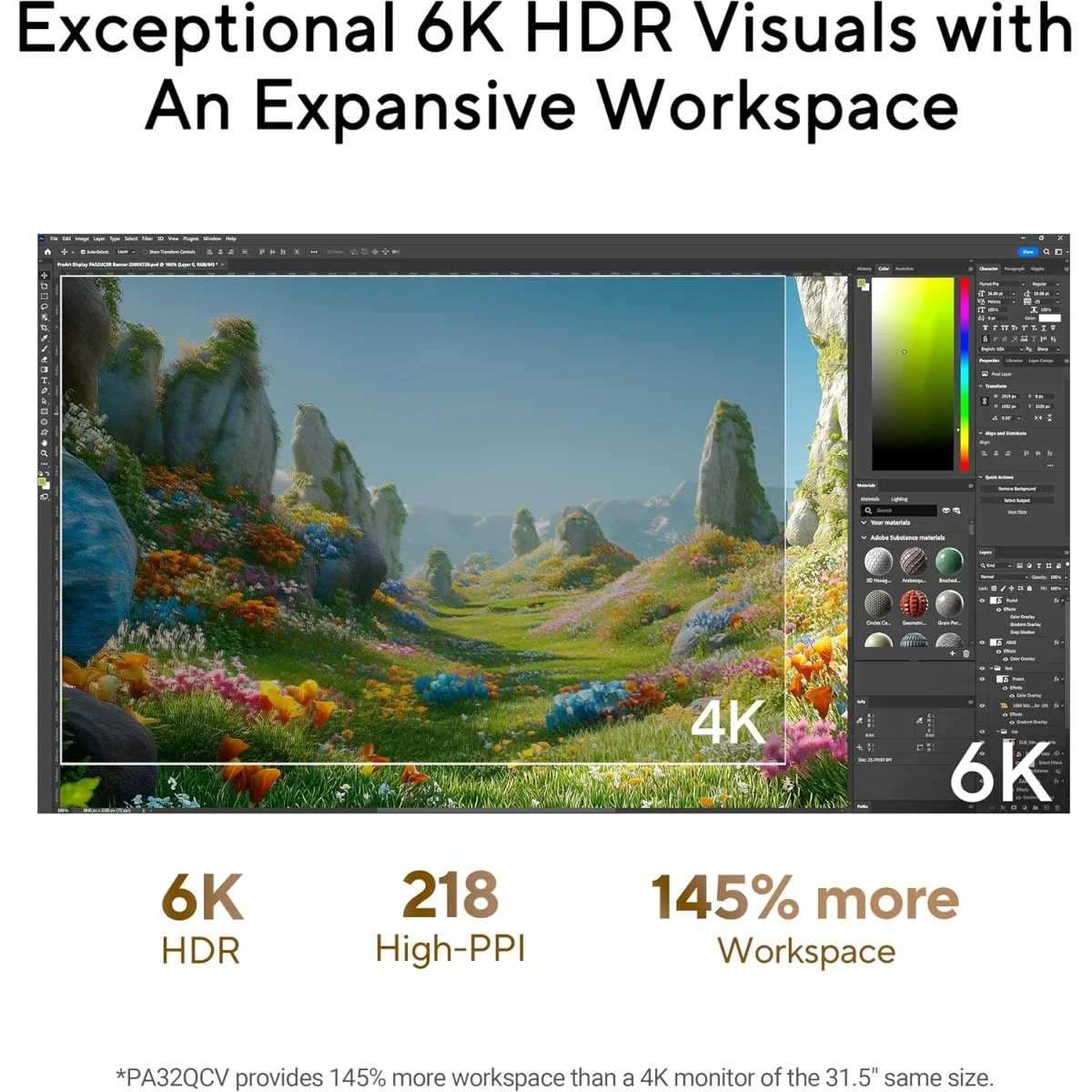 شاشة احترافية Asus ProArt PA32QCV مقاس 32 إنش بدقة 6K ولوحة IPS - Image 2