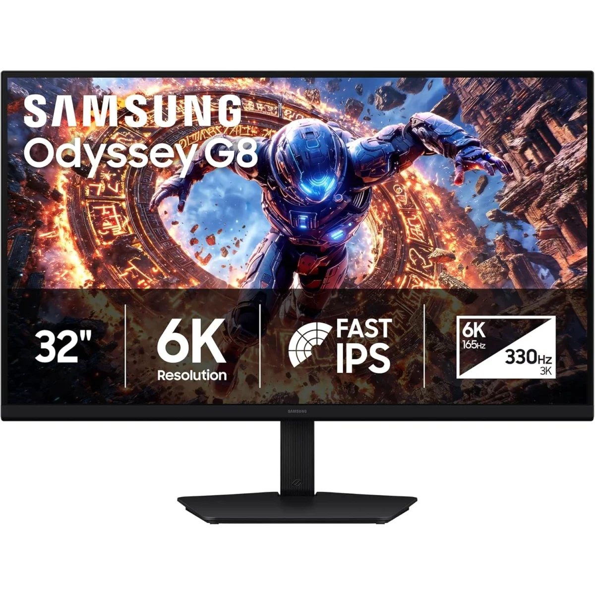 شاشة ألعاب Samsung Odyssey G8 G80HS مقاس 32 إنش بدقة 6K وتردد 165 هرتز / 3K وتردد 330 هرتز Fast IPS - أسود