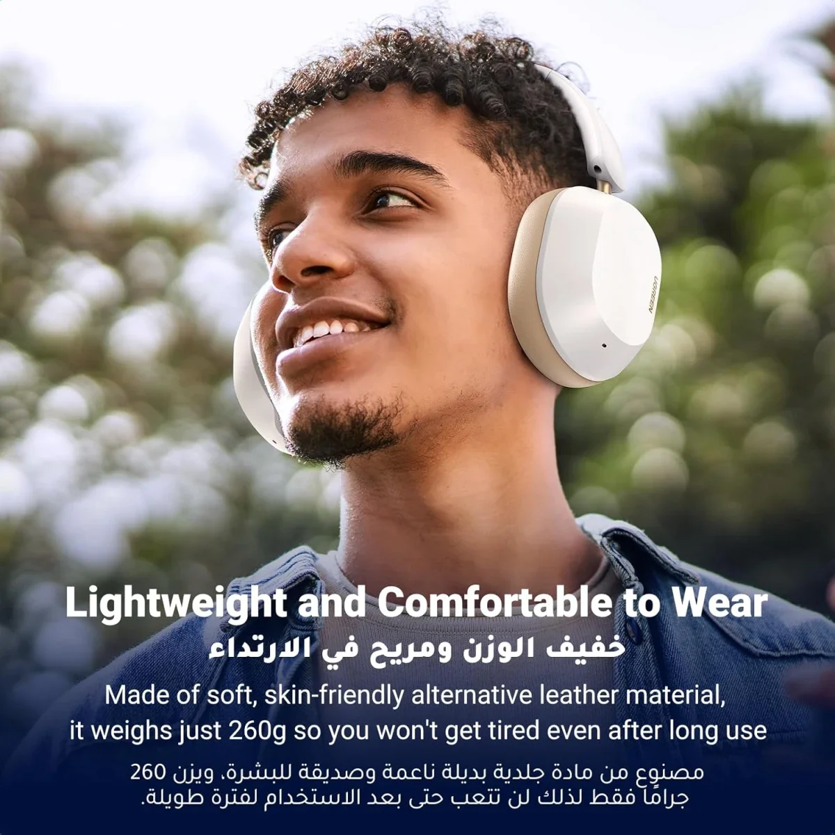 UGREEN HiTune Max5C Wireless Over-Ear Headphones with Adaptive ANC, Hi-Res Audio and 75H Playtime - White - Image 3