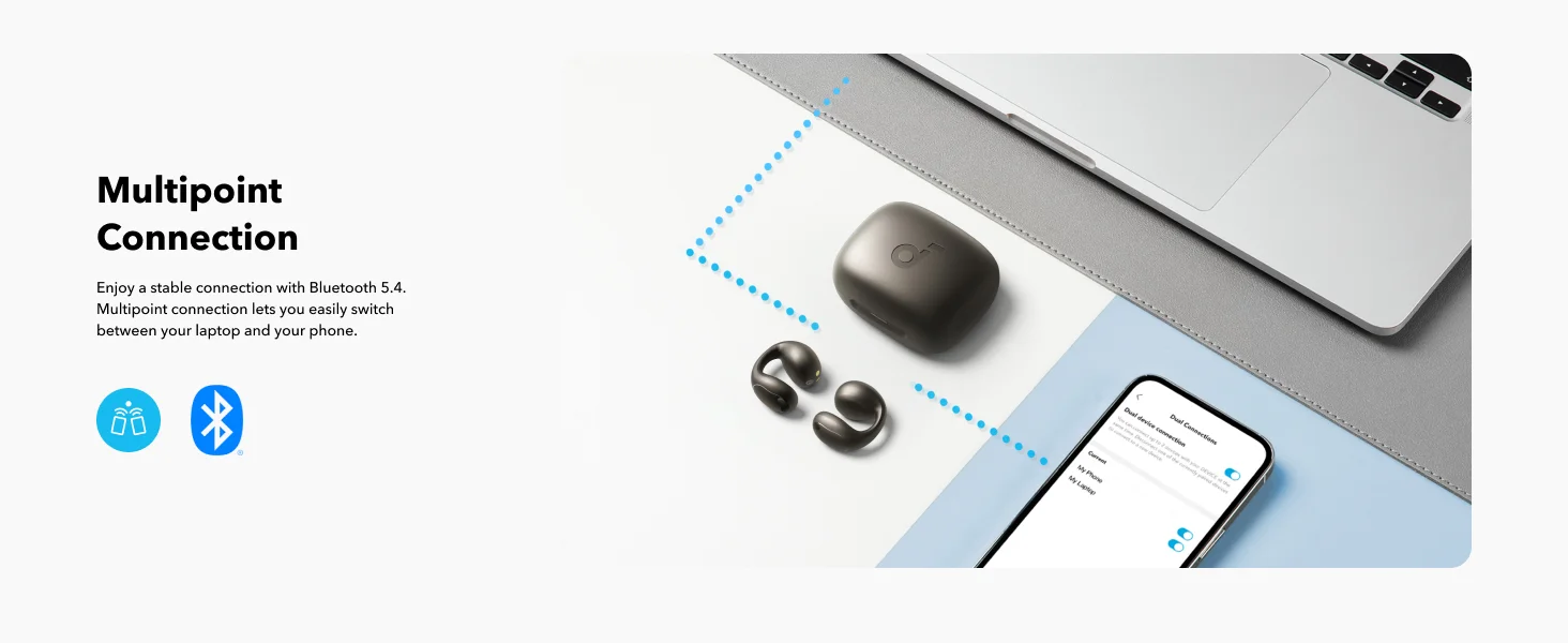 سماعات أذن Anker Soundcore C40i مفتوحة بتصميم مشبك وأزرار تحكم - أسود - Thumbnail 21
