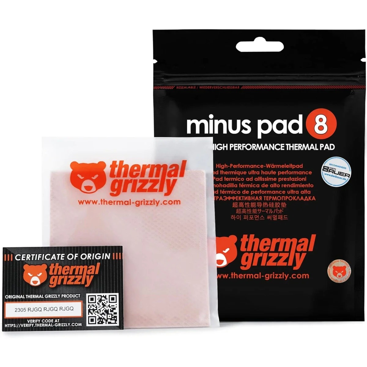 وساده حراريه عاليه اداء Thermal Grizzly TG-MP8 Minus Pad 8 مقاس 100x100x0.6mm