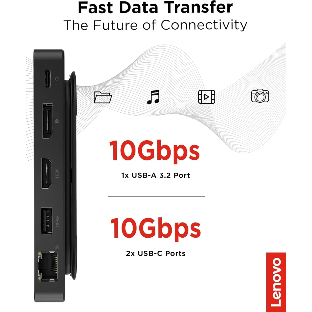 محطة إرساء Lenovo USB-C محمولة بشاشتين مع DP 1.4 وHDMI 2.0 وشحن 65 واط - Image 6