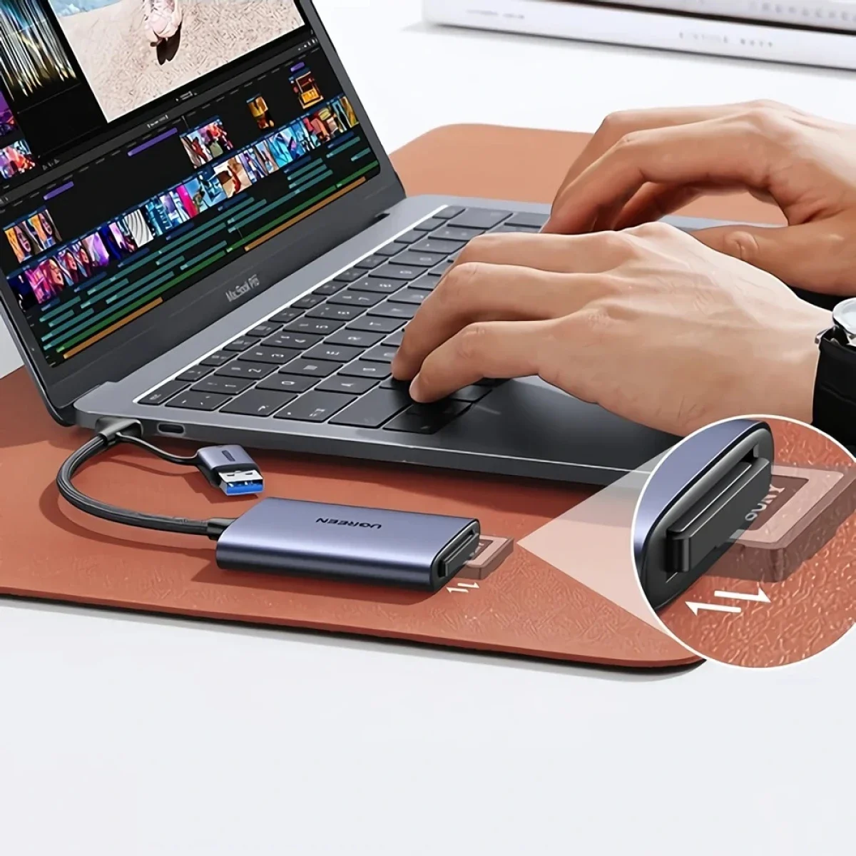قارئ بطاقات XQD Ugreen 50900 ثنائي USB-A وUSB-C بسرعة 339MB/s - Image 4