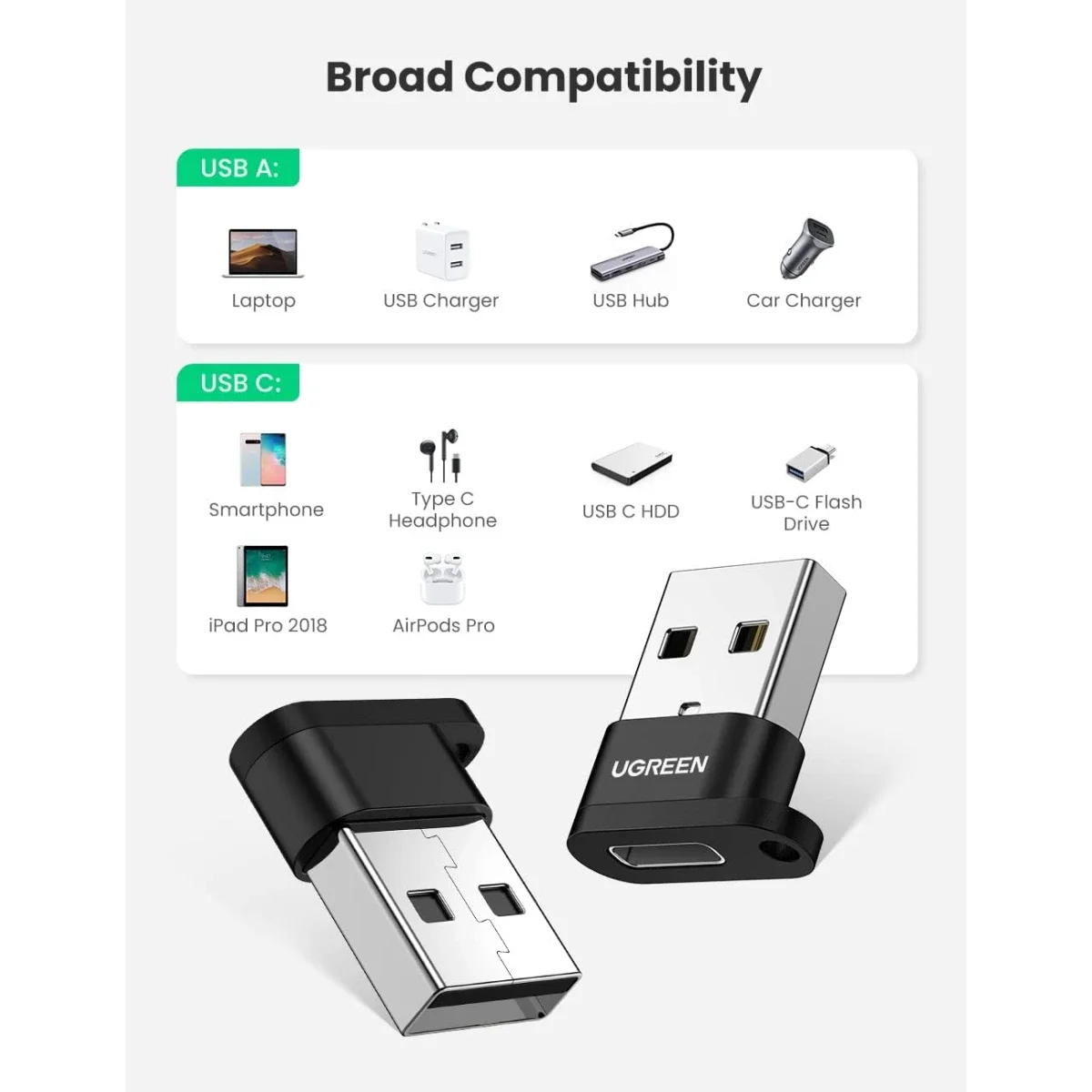 Ugreen Ultra-Small USB-C Female to USB-A Male Adapter - Thumbnail 2