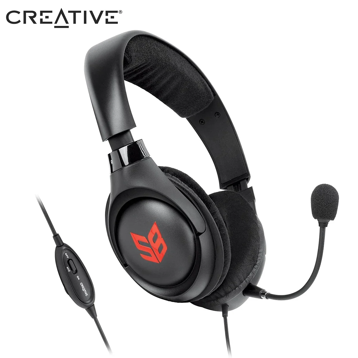 سماعة ألعاب Creative 70GH032000000 Sound Blaster Blaze مع ميكروفون قابل للفصل وإلغاء الضوضاء