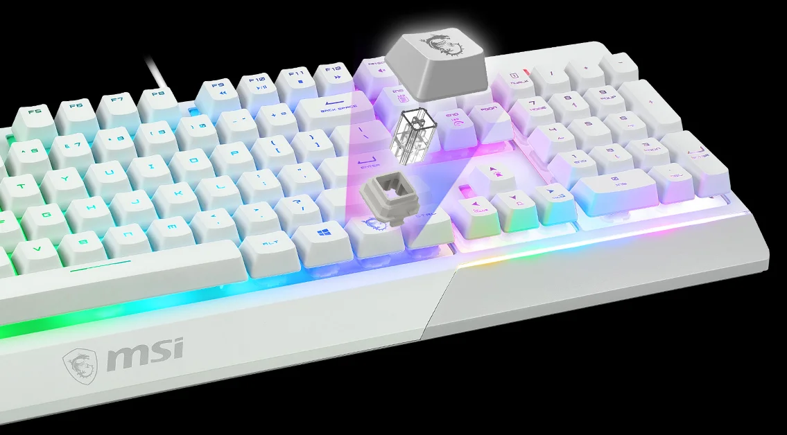 كيبورد ألعاب MSI VIGOR GK30 RGB بإضاءة RGB من 6 مناطق – أبيض - Image 4