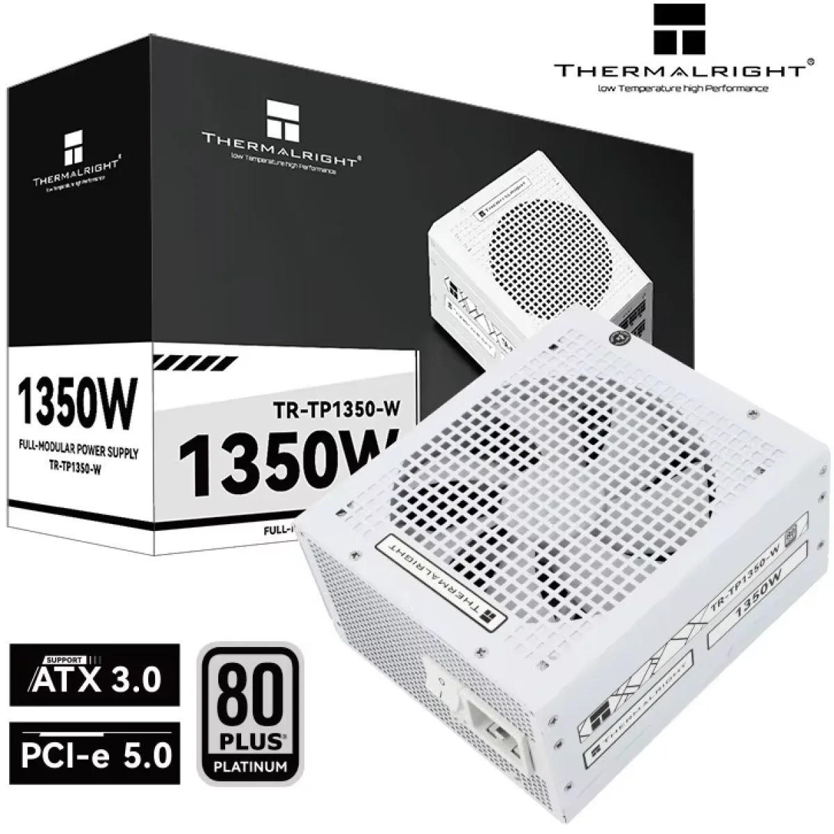 مزود طاقة Thermalright TP1350-W بقدرة 1350 واط 80 Plus Platinum معياري بالكامل ATX 3.0 - أبيض
