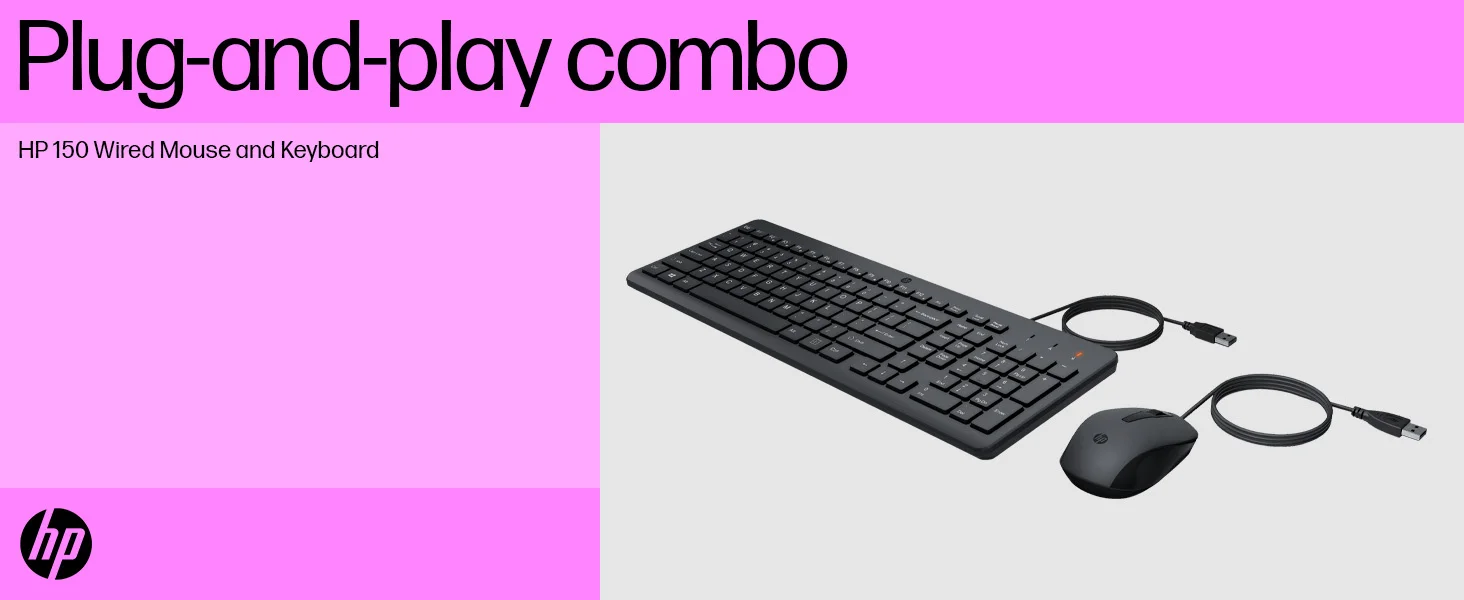 كيبورد وماوس HP 150 سلكي USB مع ماوس بصري 1600 DPI - Thumbnail 6