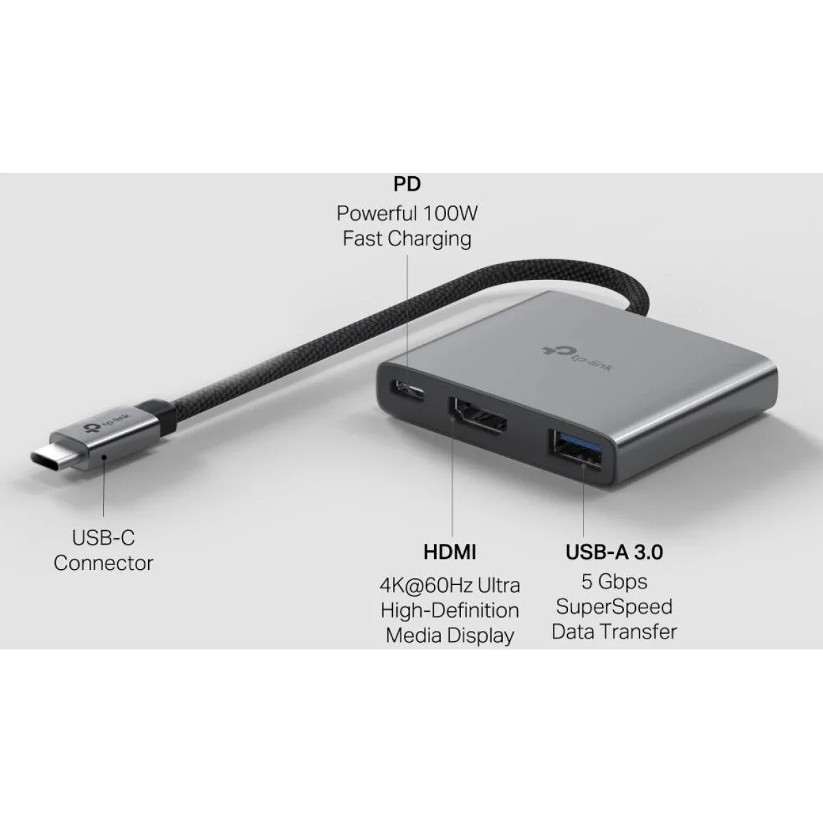 TP-LINK UH3020C USB Type-C 3-in-1 Hub with HDMI 4K@60Hz, USB 3.0 and 100W PD 3.0 - Image 4