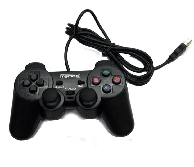 يد تحكم لألعاب PlayStation 2 مع واجهة USB واهتزاز