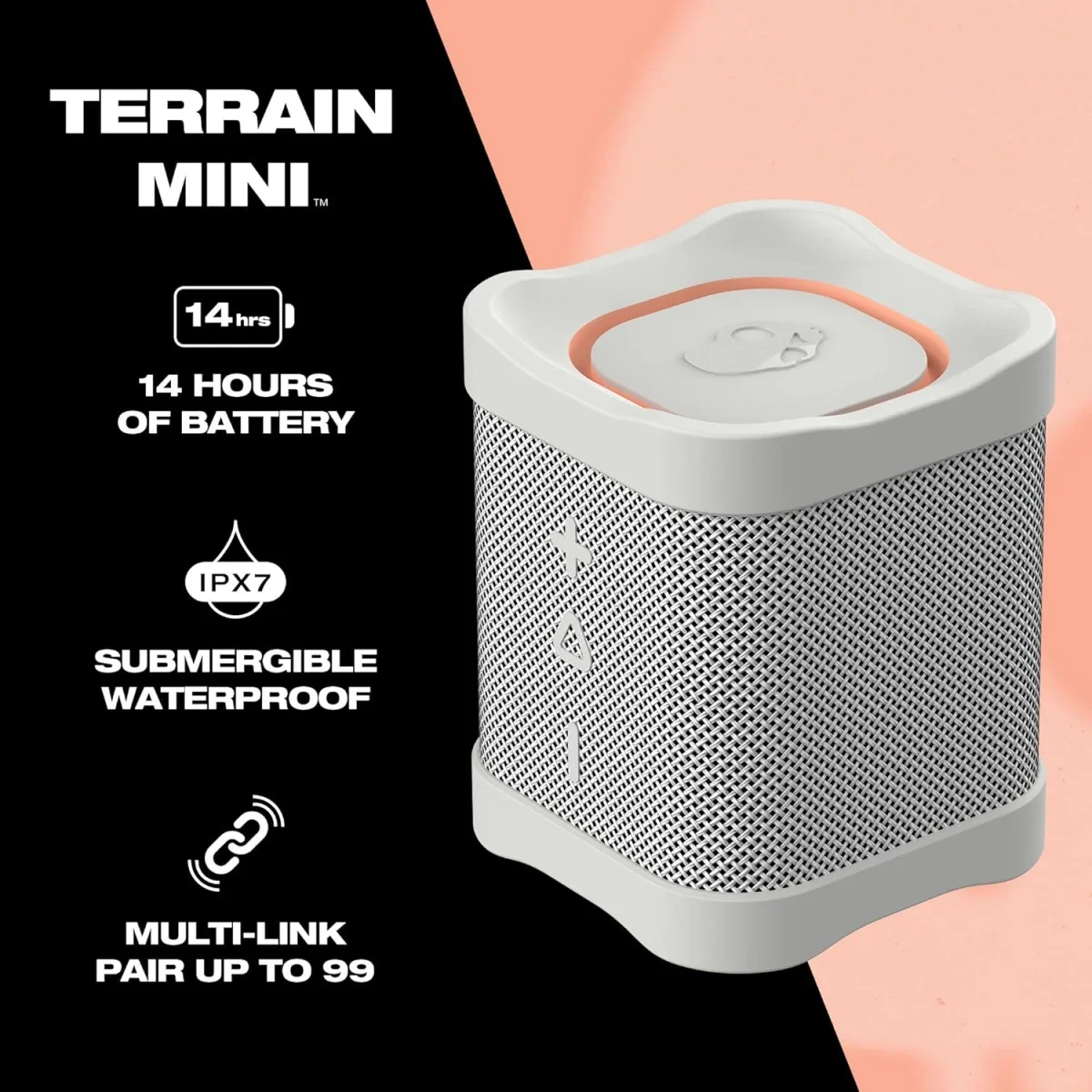 مكبر صوت Skullcandy Terrain Mini لاسلكي بتقنية Bluetooth مقاوم للماء IPX7، لون Bone - Image 4