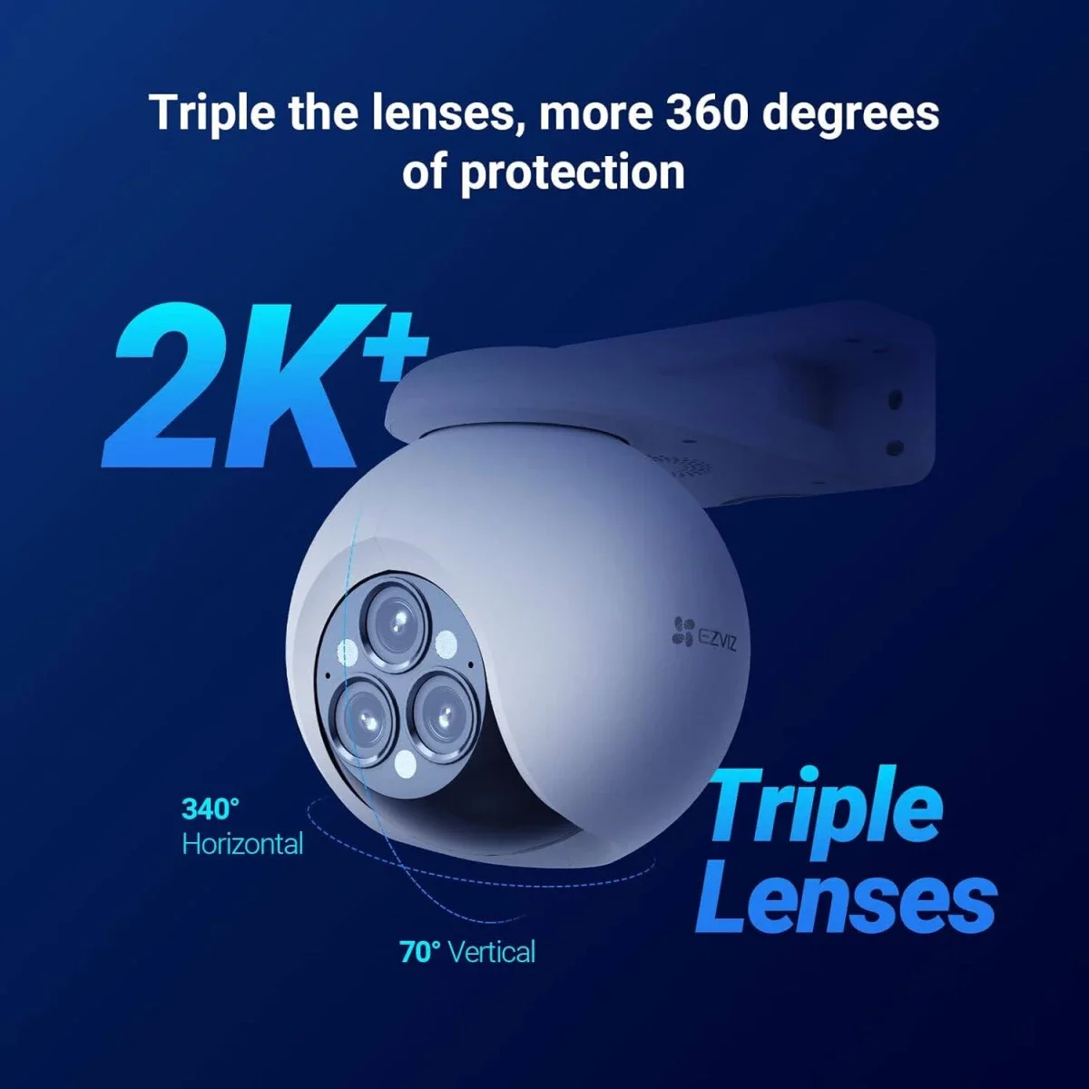 كاميرا منزلية ذكية Wi‑Fi بعدسات ثلاثية Ezviz H80f Multi بدقة 2K+ باللون الأبيض - Image 2