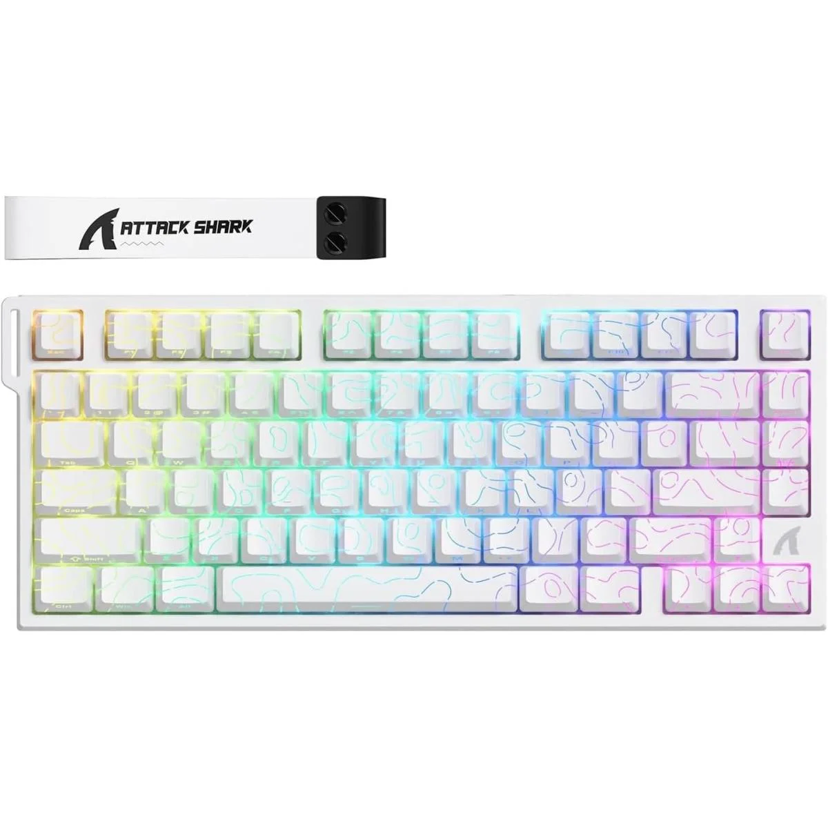 كيبورد ألعاب ATTACK SHARK R82HE ميكانيكي سلكي TKL بمفاتيح Hall Effect مغناطيسية، White Contour