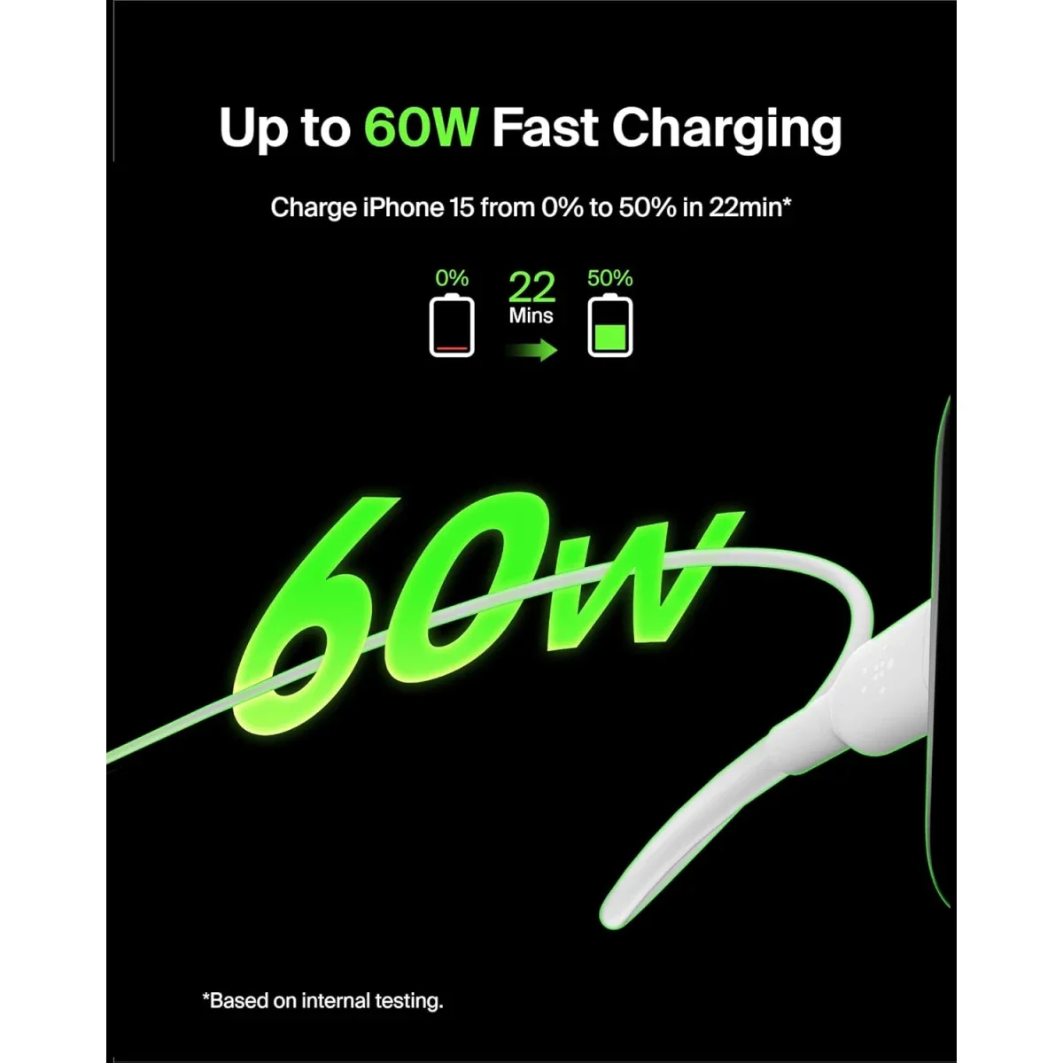 كابل Belkin CAB003BT1MWH BoostCharge USB-C إلى USB-C للشحن السريع 1 متر أبيض - Thumbnail 4