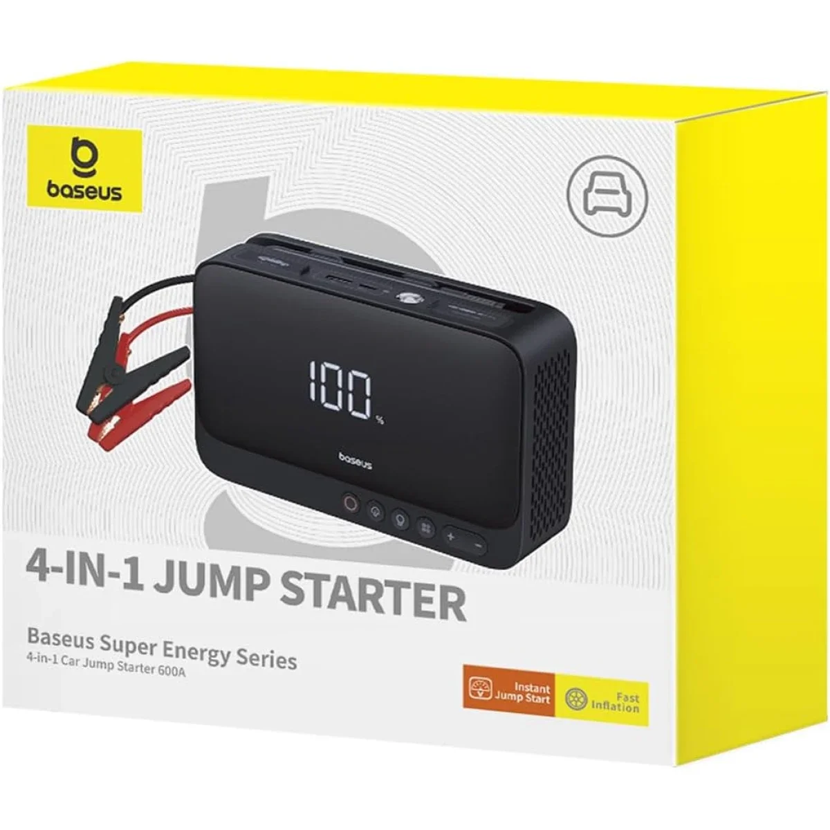 Baseus Super Energy Series 4-in-1 Car Jump Starter with Air Compressor, Power Bank & Flashlight, 6000mAh, Black - Thumbnail 9