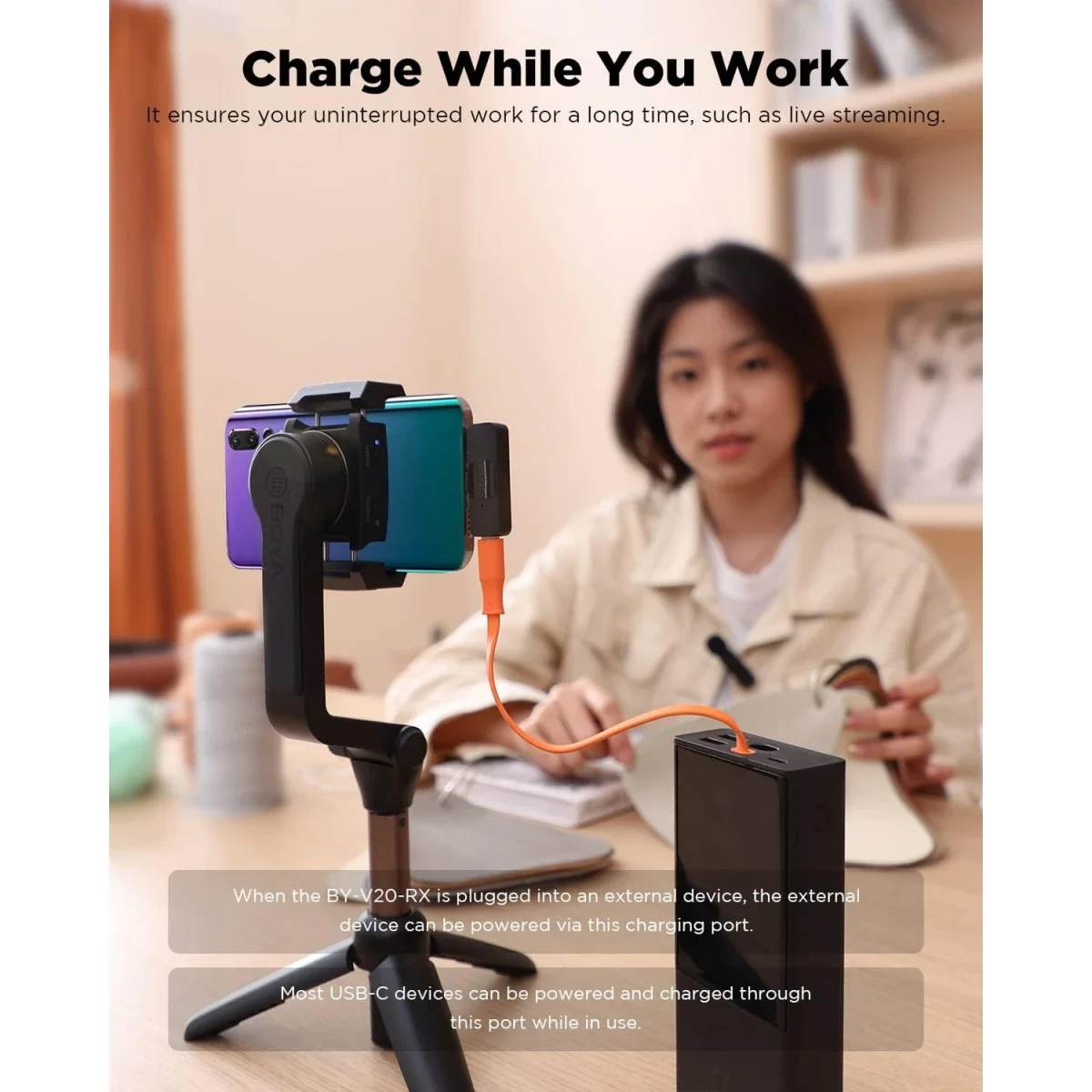 Boya BY-V2 2.4GHz Wireless Clip-On Microphone for iPhone & iPad - Black - Thumbnail 2