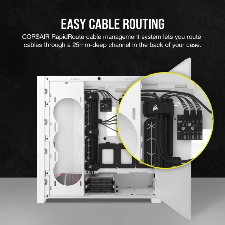 كيس كمبيوتر Corsair iCUE 5000D RGB ميد تاور – أبيض – CC-9011243-WW - Image 2