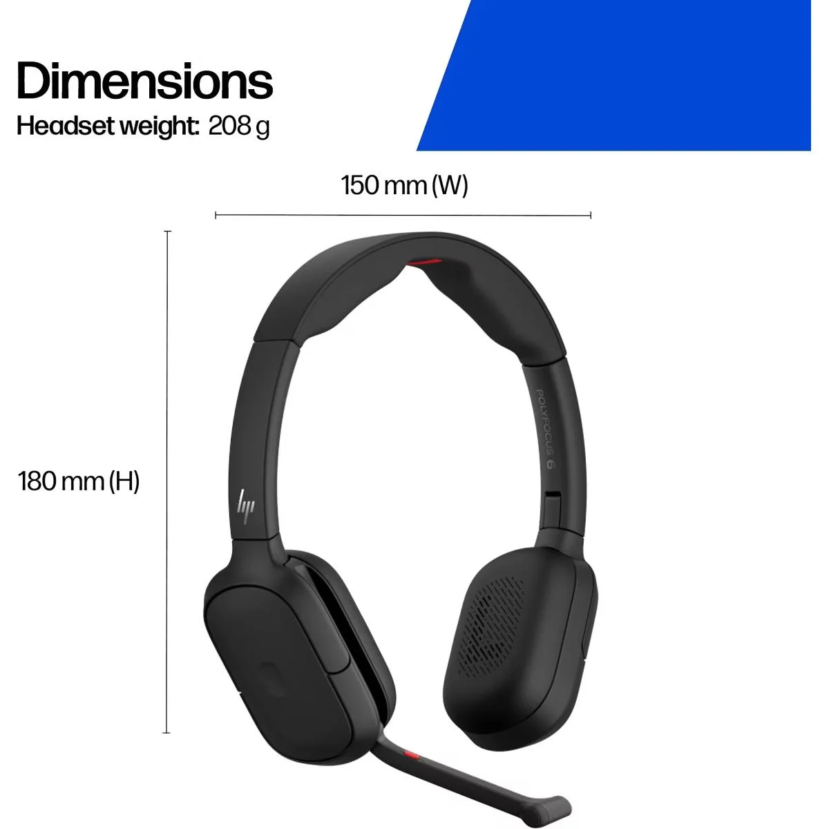 Poly Focus 625 Fold Stereo Bluetooth Headset, Hybrid ANC, 4 Noise-Cancelling Microphones, Up to 25 Hours Talk Time, Foldable - Image 5