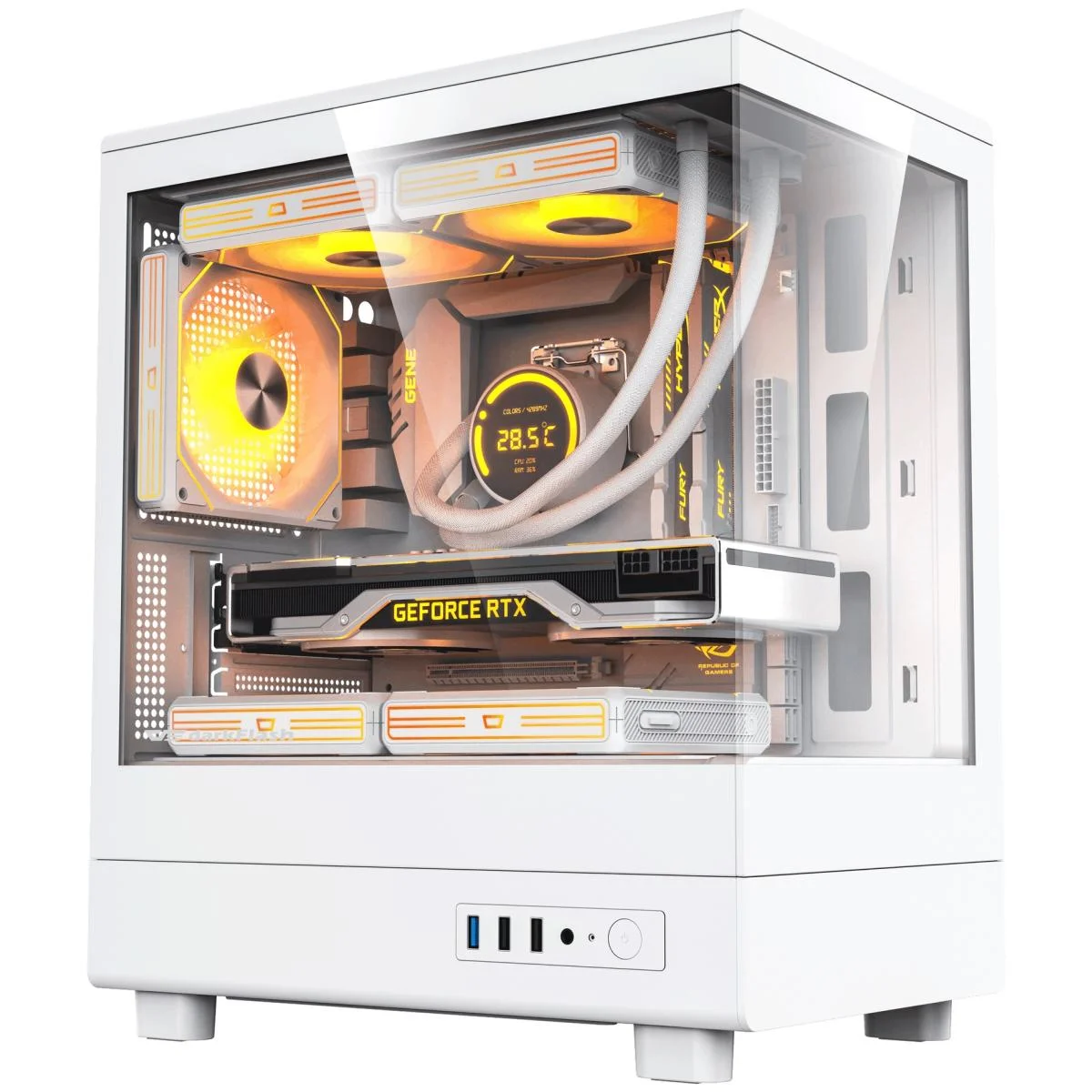هيكل ألعاب DarkFlash DB330M ميد تاور Micro-ATX بإضاءة ARGB مع 3 مراوح - أبيض