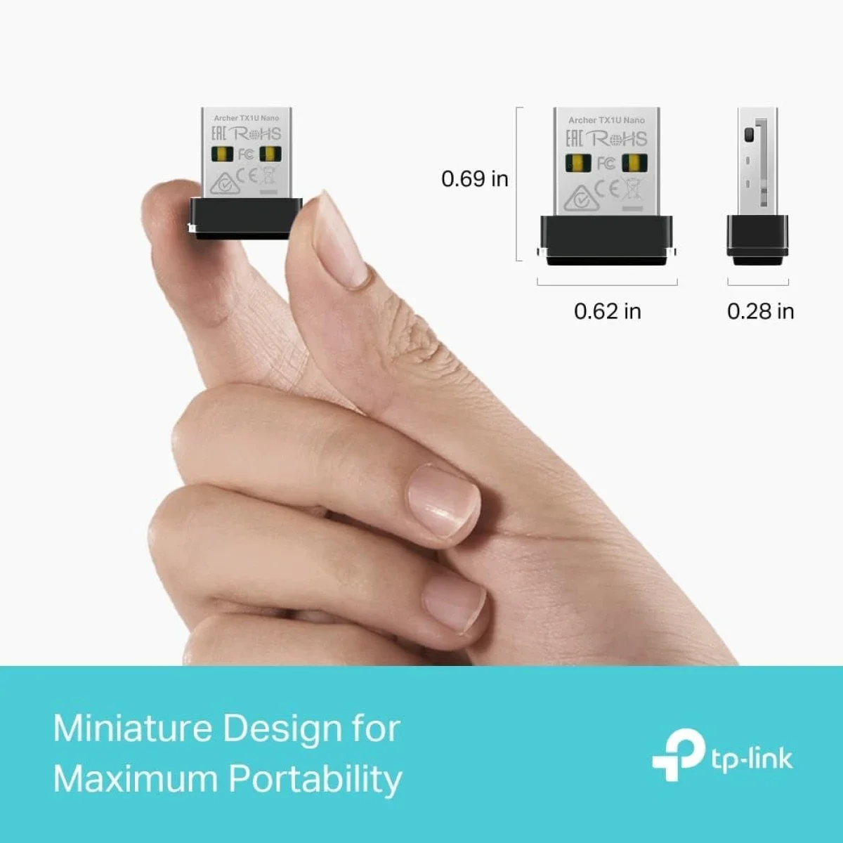محول USB لاسلكي TP-LINK Archer TX1U Nano Wi‑Fi 6 AX300 - Image 5