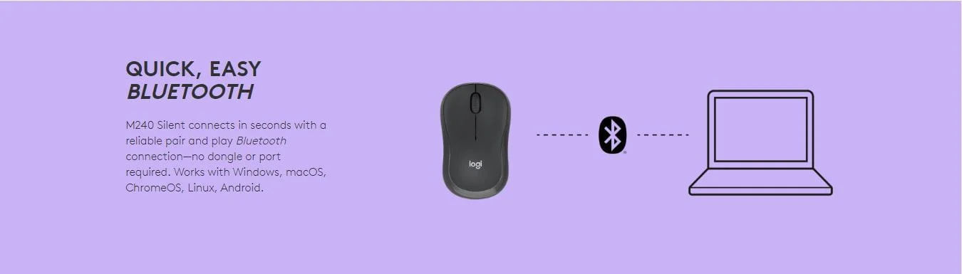 Logitech M240 SILENT Wireless Bluetooth Mouse – Black – 910-007119 - Thumbnail 7