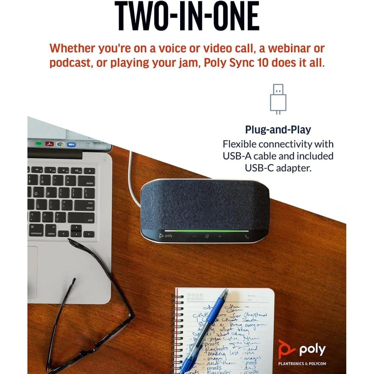 Poly Sync 10 USB Speakerphone with Dual Microphones - Thumbnail 6