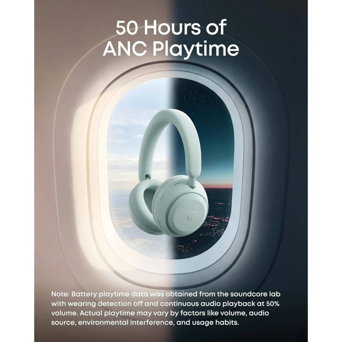Anker Soundcore Space 2 ANC Headphones, 50H Playtime, Bluetooth 6.1, Green - Thumbnail 2