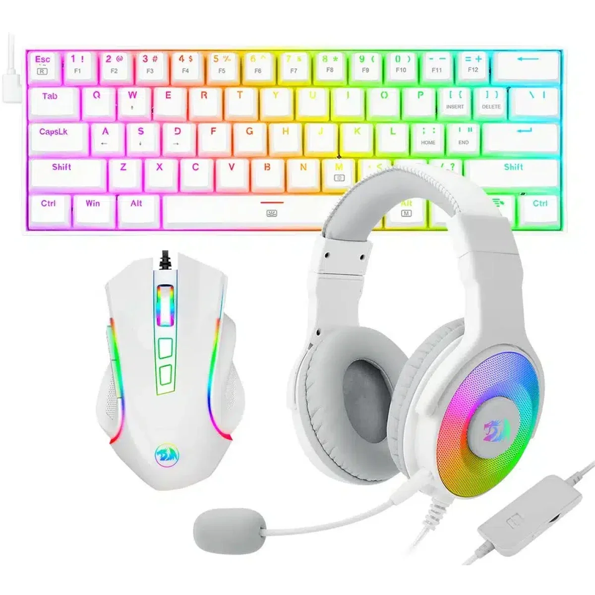 Redragon S129W White Gaming 3-in-1 Combo – K630 Red Switch Keyboard, H350 Pandora 2 Headset & M607 Griffin Mouse - Thumbnail 3