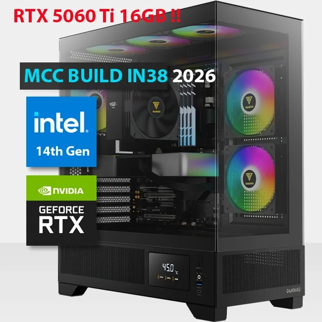 Intel IN38-26 MIDAS Gaming PC Build - Core i5-14400F 10-Core, RTX 5060 Ti 16GB