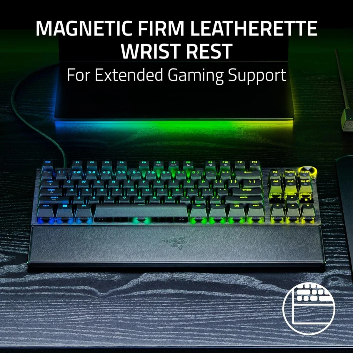 كيبورد ألعاب Razer Huntsman V3 Pro TKL بسرعة 8KHz أسود - Thumbnail 4