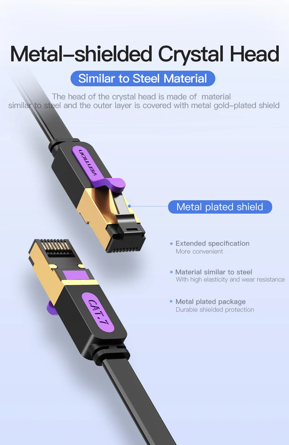 Vention ICABJ Flat Cat7 Ethernet Patch Cable 5m - Black - Thumbnail 11
