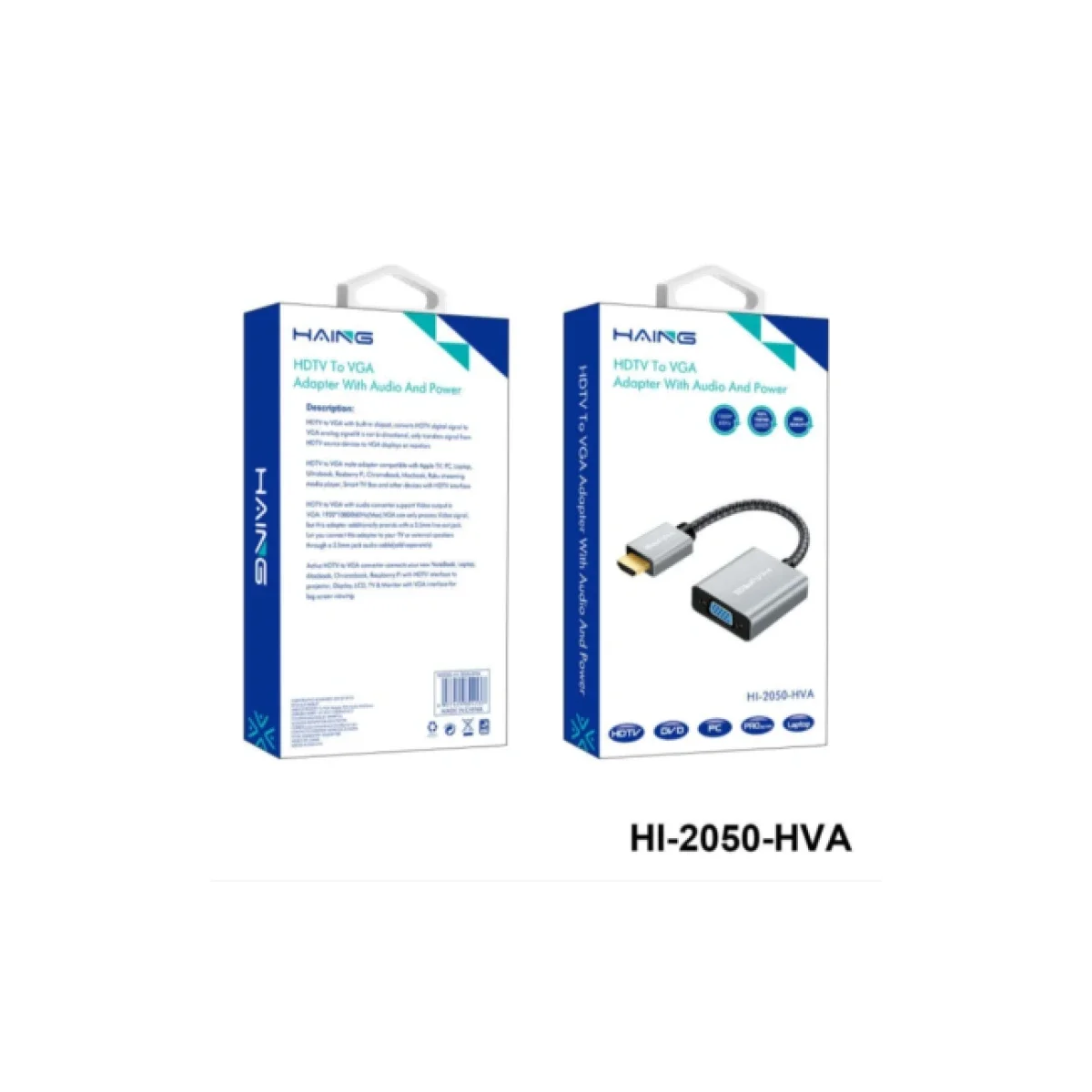 محول HAING HI-2050-HVA من HDTV إلى VGA مع صوت وطاقة بدقة 1080p و60Hz