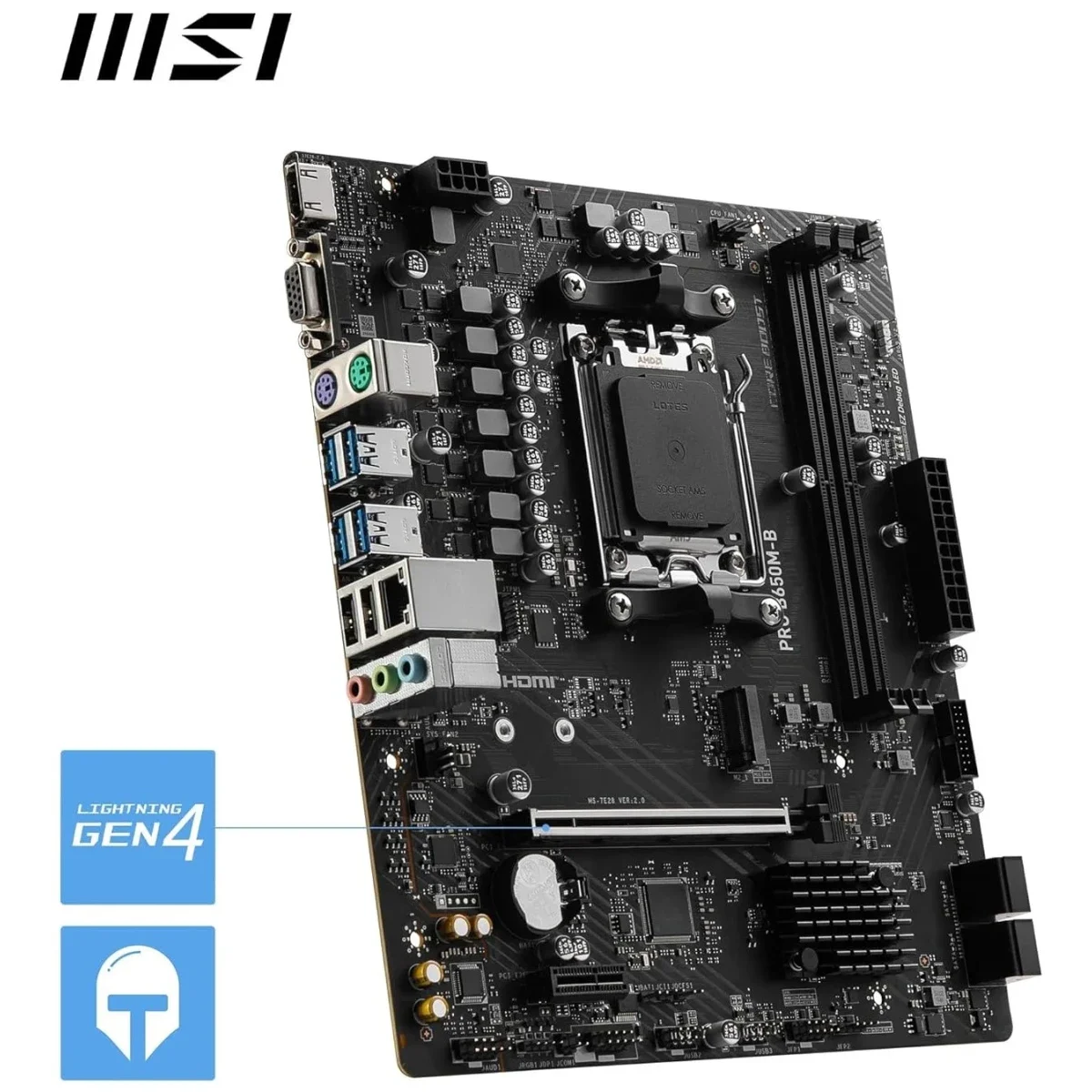لوحة أم MSI PRO B650M-B بشريحة B650، مقاس Micro-ATX، مقبس AM5، DDR5، PCIe 4.0، منفذ M.2 Gen4 واحد، LAN 2.5G - Thumbnail 5