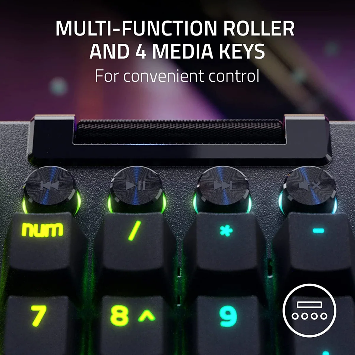 لوحة مفاتيح ألعاب ميكانيكية سلكية Razer BlackWidow V4 Pro بمفاتيح Green - Thumbnail 7