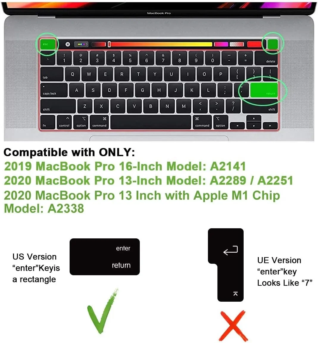 غطاء لوحة مفاتيح عربي Apple لماك بوك برو Touch Bar A2289 A2251 A2338 A2141 - Image 3