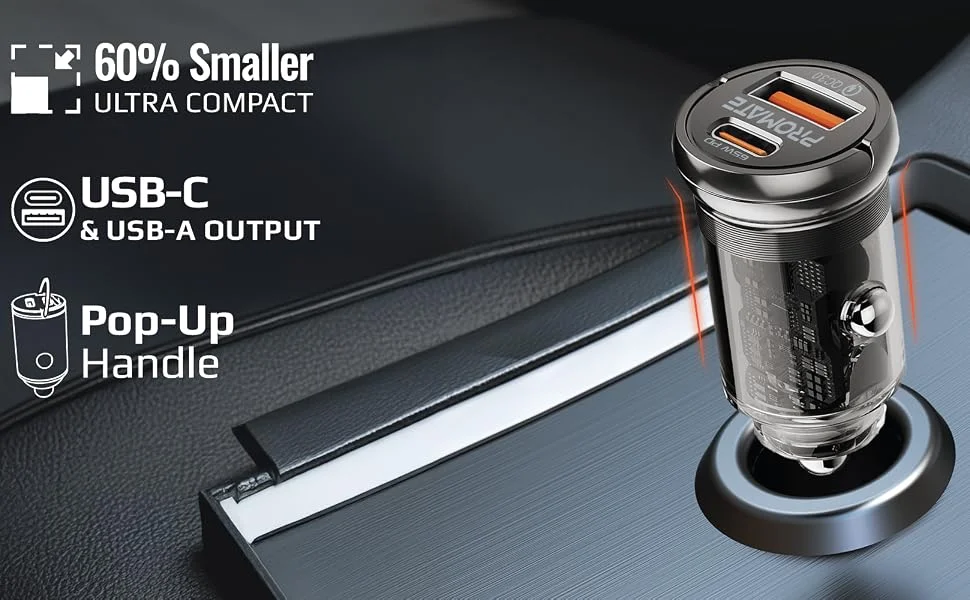 شاحن موبايل للسيارة Promate TransDrive-65W شفاف بقدرة 65 واط مع USB-C PD وUSB-A QC 3.0 - Image 10