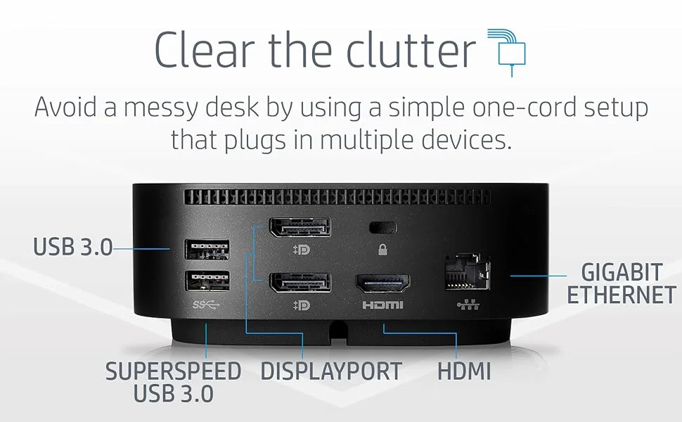 قاعدة توصيل HP USB-C Dock G5 لدعم 3 شاشات 4K وشحن 100W باللون الأسود - 5TW10AA - Image 13