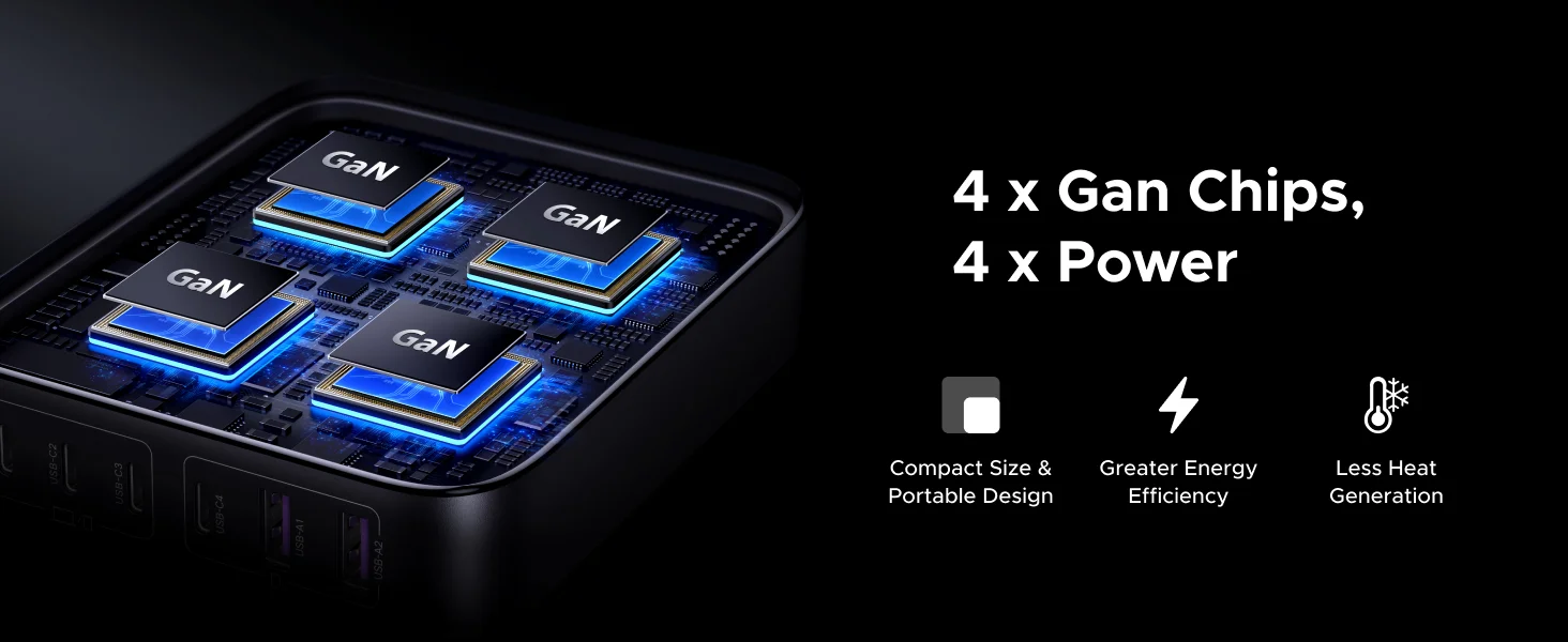 محطة شحن مكتبية Ugreen Nexode بقدرة 200 واط GaN و6 منافذ USB-C - رمادي - Thumbnail 12